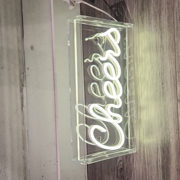 EUC Lighted up CHEERS Plug in white light Sign 11 3/5" w x 5 3/4" T - Picture 1 of 4